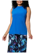 Antthony Women's Sleeveless Shirred Neck Halter Tank Top Ultraviolet