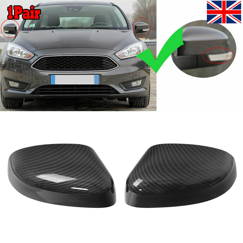 2x Carbon Fiber Look Door Wing Mirror Cover Caps For Ford Focus MK3 2012-2018 UK