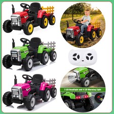 12V Electric Kids Ride On Car Battery Powered Tractor w/ Trailer Toy Xmas Gifts