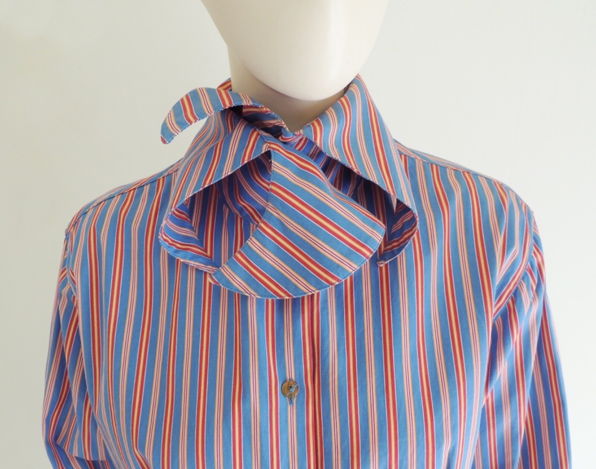 VIVIENNE WESTWOOD 1993 S/S GRAND HOTEL - Blue Stripe Bird shirts