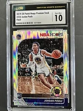 2019-20 Hoops Premium Warriors Jordan Poole RC 223 Silver Flash Prizm CSG 10 GEM