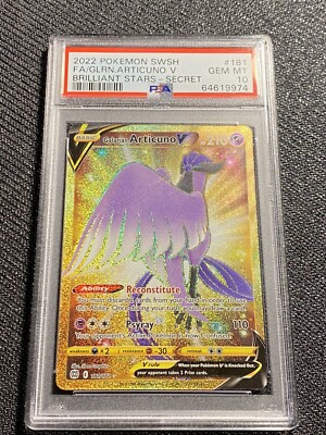 PSA 10 Pokemon Brilliant Stars 181 Gold Galarian Articuno V Secret Rare |  eBay