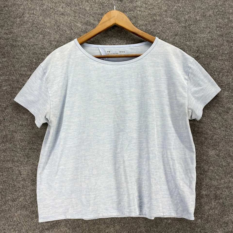 Camiseta Under Armour Mujer L Grande Azul Manga Corta Suelta Heatgear Cuello Redondo Foto 4 de 4