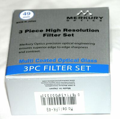 49mm 3P Hi Def Pro Lens Filter Kit UV PL FLD Japan MC Merkury Round 49 mm