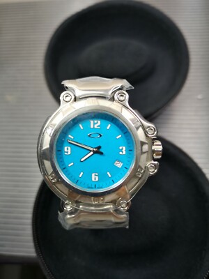 NEW Oakley Crankcase polished rare blue dial watch mm hollowpoint gmt