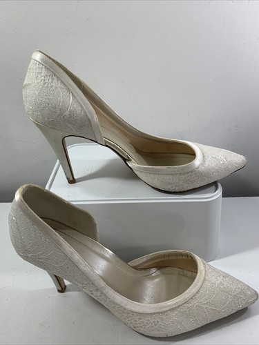 RAINBOW CLUB Ivory Satin Glittery Wedding Shoes- Only Worn Once. Size 8 |  eBay