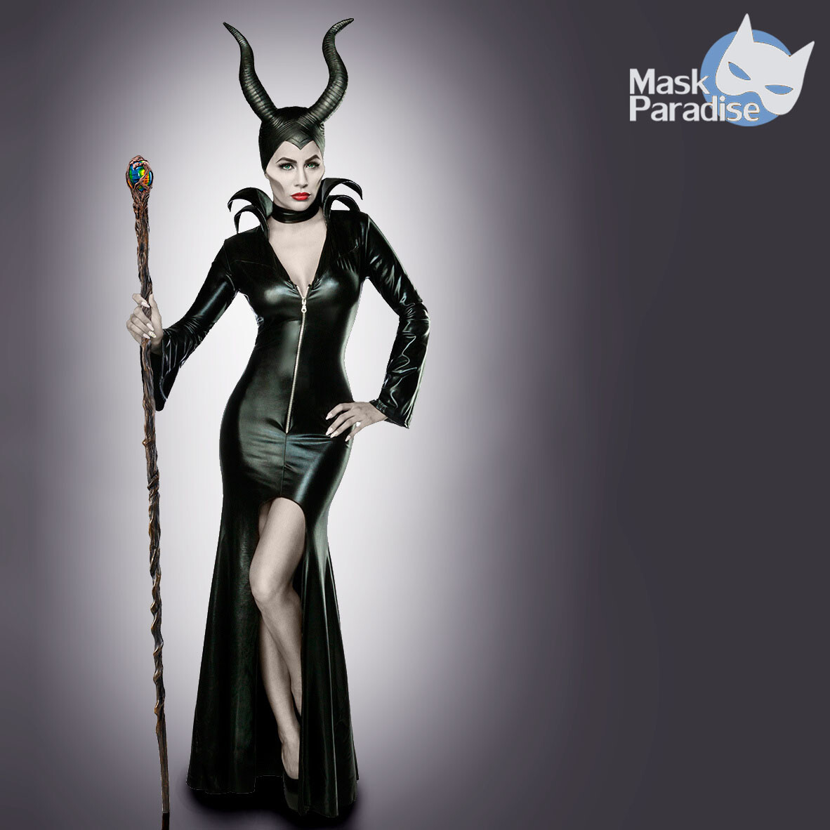 Disfraz De Halloween Para Mujer Maleficent Bruja Malefica Máscara De Carnaval
