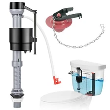 Universal Toilet Flusher Kit Water-Saving & Height Adjustable Fill Valve 2-In...