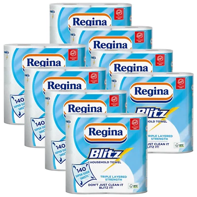 Regina Blitz 3 Ply Kitchen PaperTowel Rolls Household Towel Jumbo XXL Sheet Size