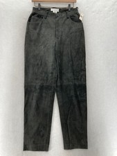 Vintage Talbots Leather Pants Women's 8 Black Relaxed Fit Tapered Leg Lined 248