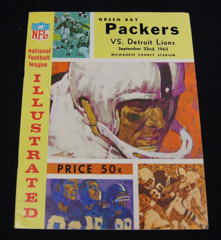 1963 Detroit Lions at Green Bay Packers Program At Milwaukee County Stadium