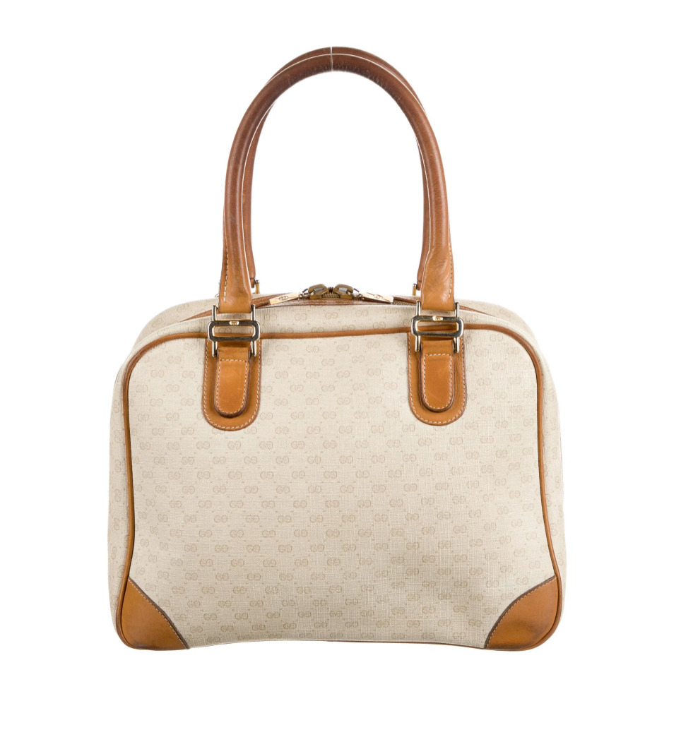 Gucci GG Supreme Canvas Bowler Bag Leather Trim G… - image 3