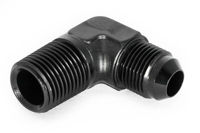 Gewindeadapter 1/2'' NPT zu Dash 8 90° / -8 AN / JIC 8 Schwarz 3/4 - 16UNF