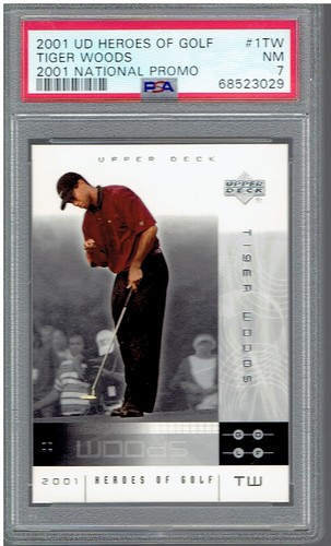 2001 Upper Deck Tiger Woods #1TW Heroes of Golf PSA 7 Promo Rookie RC