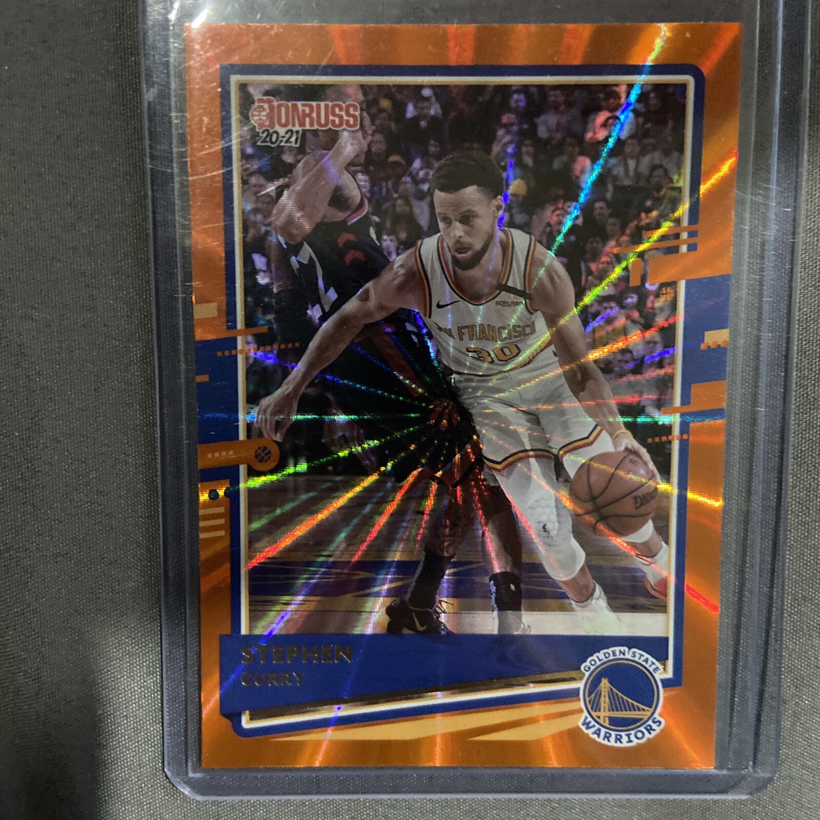 2020-21 Donruss Stephen Curry ORANGE LASER #41.  Steph Curry SP Parallel 