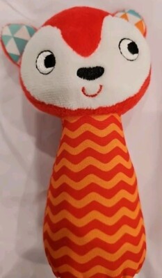 Spark Create Imagine Red/Orange  Fox,Plush Hand Rattle, Orange Wave  7'' Baby Toy
