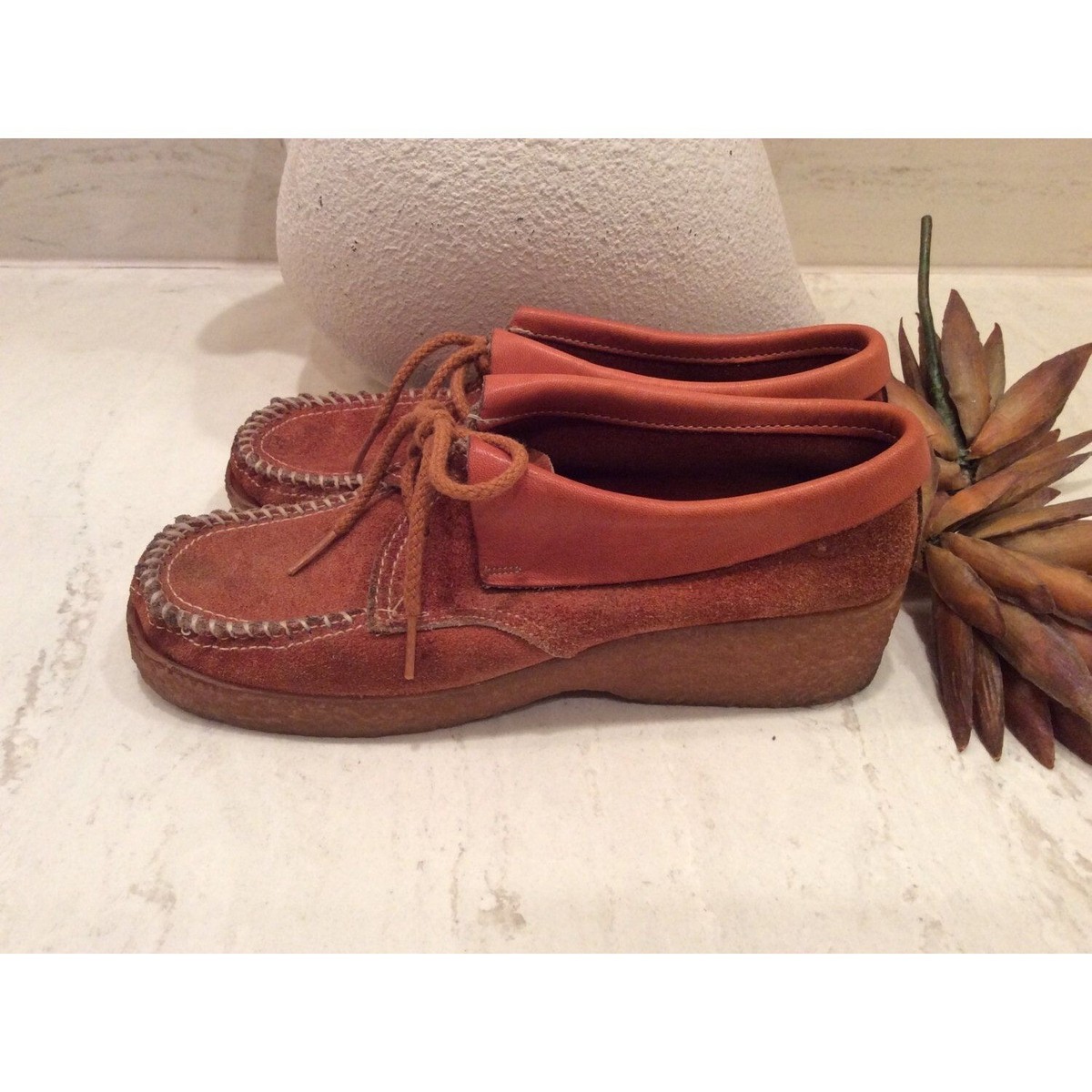 Vintage Seventies Rust Suede and Leather Gum Rubber Crepe Vintage Seventies Rust Suede and Leather Gum Rubber Crepe