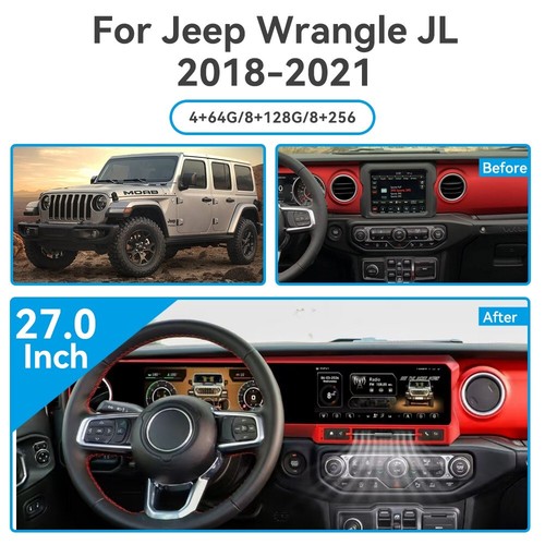Long Strip Android For Jeep Wrangle JL 2018-2021 Red Car Radio Stereo LCD Cluste - Bild 3 von 6
