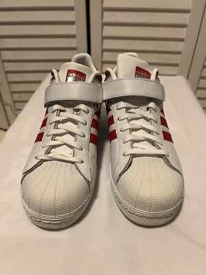 NEW NO BOX Adidas PCI 789002 Mens US White/Red Low Top Athletic Shoes 