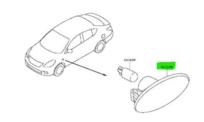 1 Side Flasher Light Lamp For Nissan Versa Sunny Frontier NP300