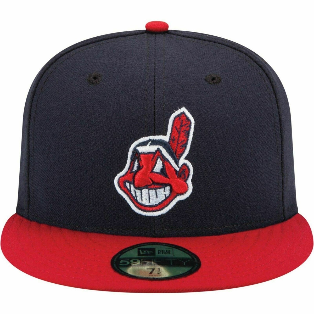 70360926] Mens New Era MLB Authentic 59FIFTY 5950 Fitted Cleveland