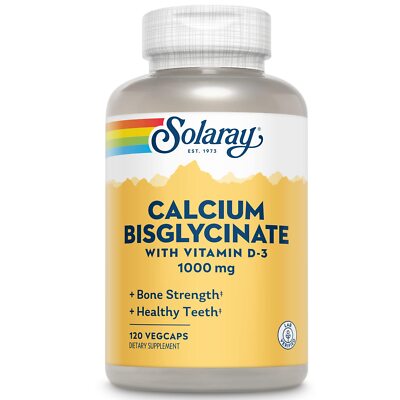 Calcium Bisglycinate Supplement with Vitamin D3 for Bone Health 120 Count