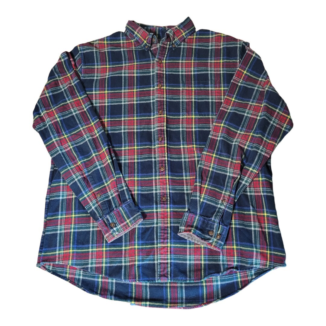 Lands End Men's Flannel Shirt Red, Blue, Yellow XL/T… Gem