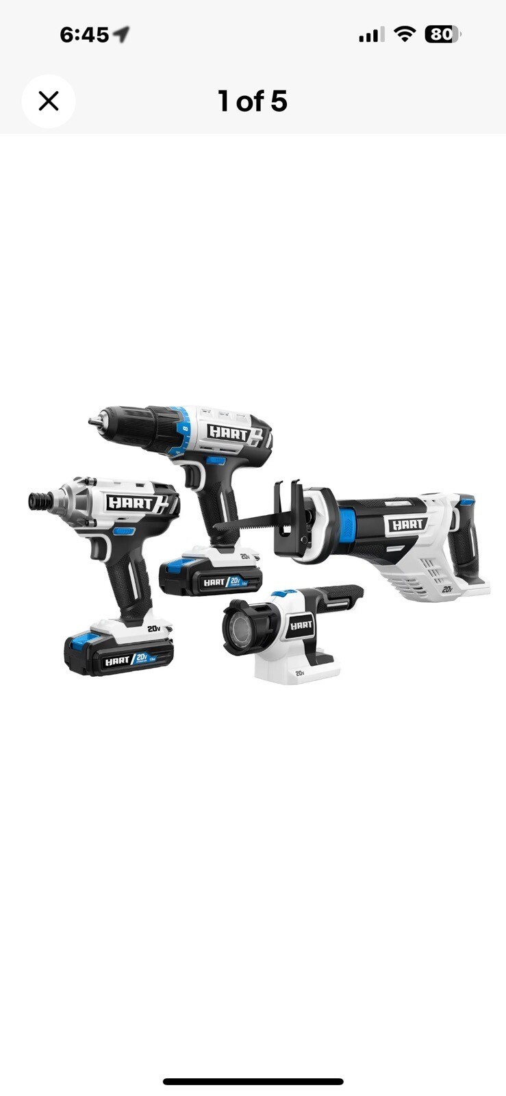 HART 20V Brushless 4Tool Combo Kit with 2 Batteries, Charger And