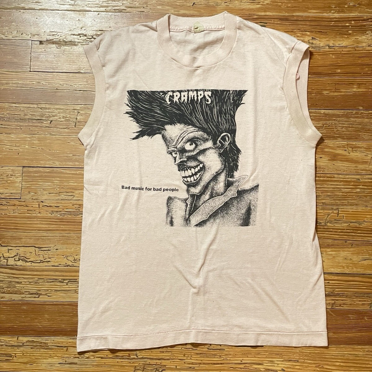 THE CRAMPS 元ネタCD GARAGE PUNK ROCKABILLY Vintage 80s The Cramps Sleeveless Shirt Punk Rock Band Tour