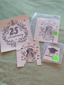 Vintage Lot Celebration Ceramic Transfers Cerami Margay Anniversary Graduation 