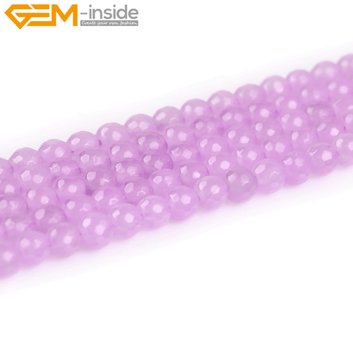Cuentas redondas facetadas violeta púrpura cuentas de jade para hacer joyas 15" 4 mm 6 mm 8 mm - Imagen 25 de 48