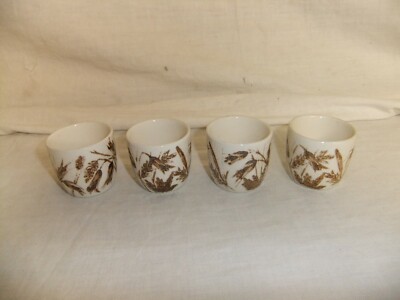 Vintage English Ironstone Tableware - 'Wild Oats' Brown Embossed Cups & Saucers, 1960s