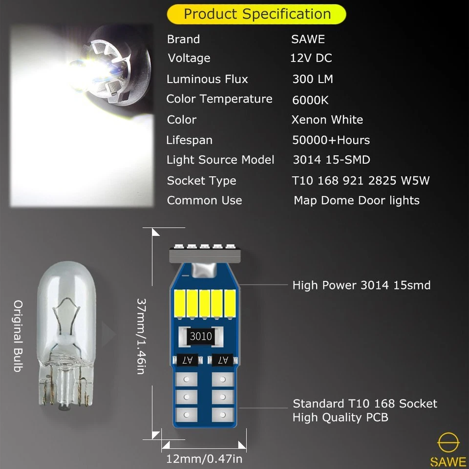 Paquete de 10 luces interiores LED ultra blancas para Toyota C-HR CHR TOOL 2018-2021 Foto 4 de 4