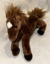 Aurora Horse Pony Plush Dark Brown White Star 11" Stuffed Animal Toy