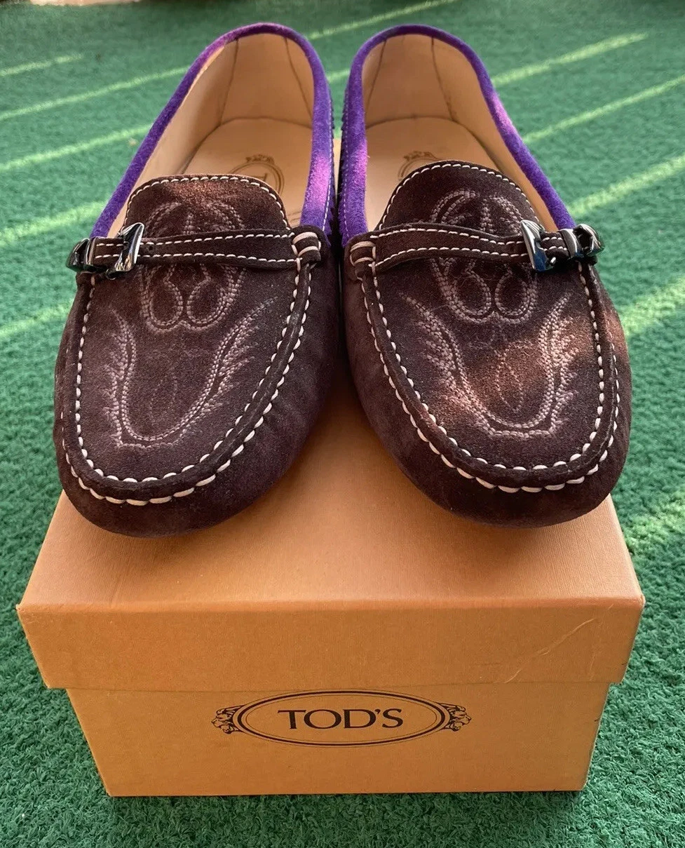 TOD’S Mocassino scarpe da guida Tod's donna Gommino taglia 9 5 marrone pelle scamosciata NewWOTags