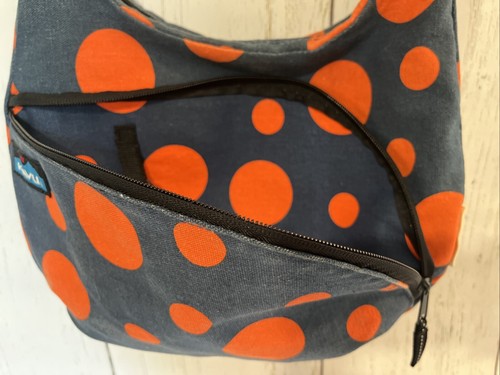 Kavu Limited Edition Blue and Orange Polka Dot Sydney Satchel Crossbody Bag - Picture 4 of 17