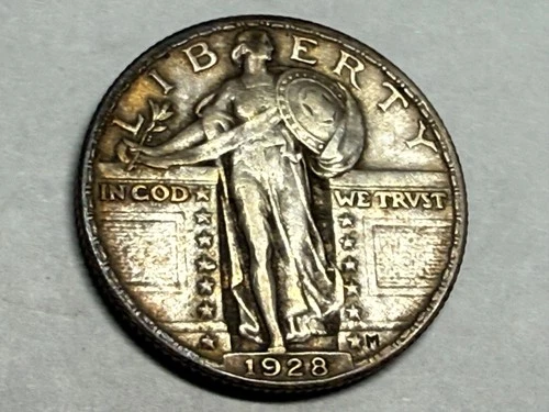 1928 STANDING LIBERTY silver U.S. QUARTER. XF. #q1