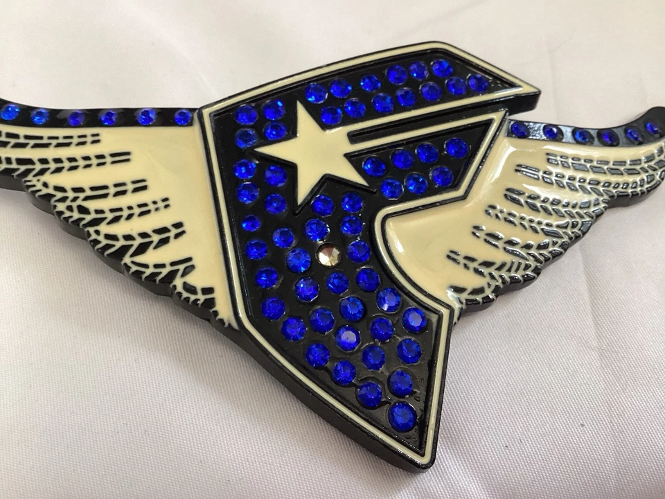 Пряжка для ремня с буквой «F» синие стразы и эмаль - Изображение 2 из 4
