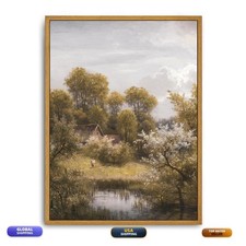 Roslynity Framed Canvas Wall Art Vintage Print Oil Paintings Summer Landscape