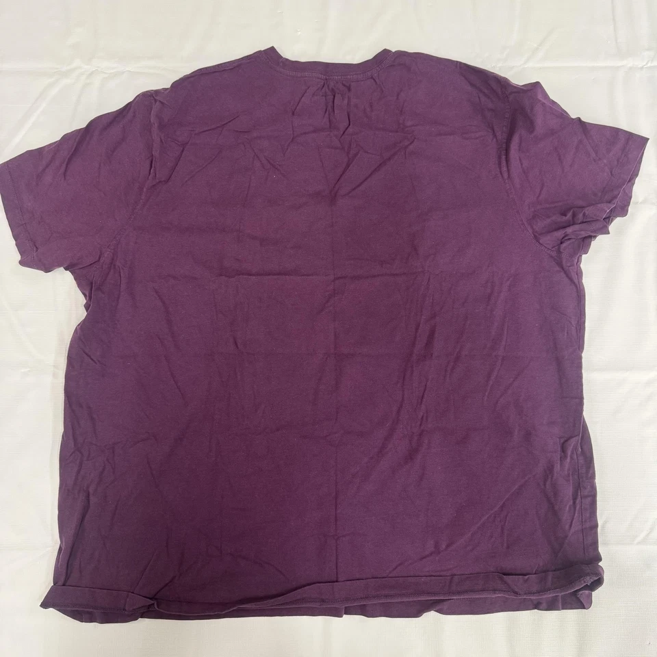 Camisa Gloria Desteñida Para Hombres 2XL Púrpura Algodón Orgánico Manga Corta Cuello Redondo Foto 2 de 4