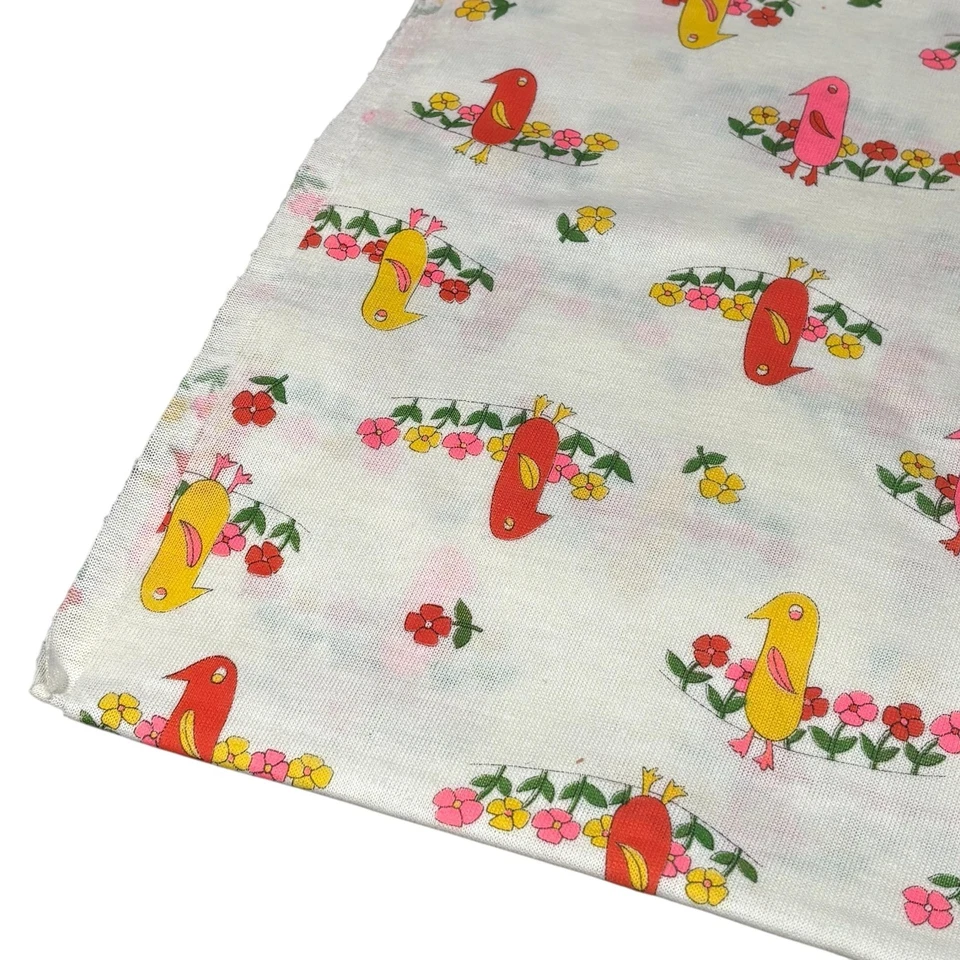 Tela cuadrada retro Kawaii vintage años 70 5 pies cuadrados estampado de pájaros costura artesanal acolchado Foto 4 de 4