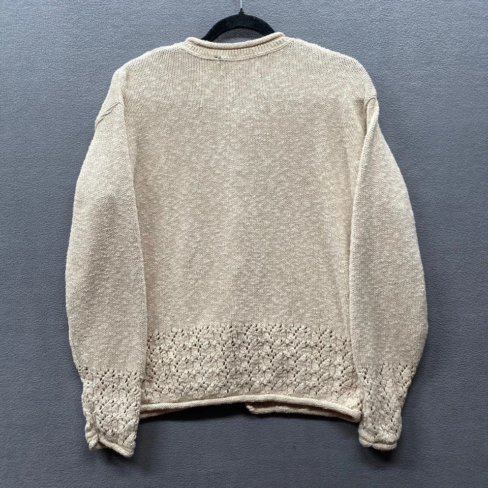 Suéter de cabine aconchegante pescador vintage Orvis botão para baixo L creme algodão viscose - Imagem 2 de 4