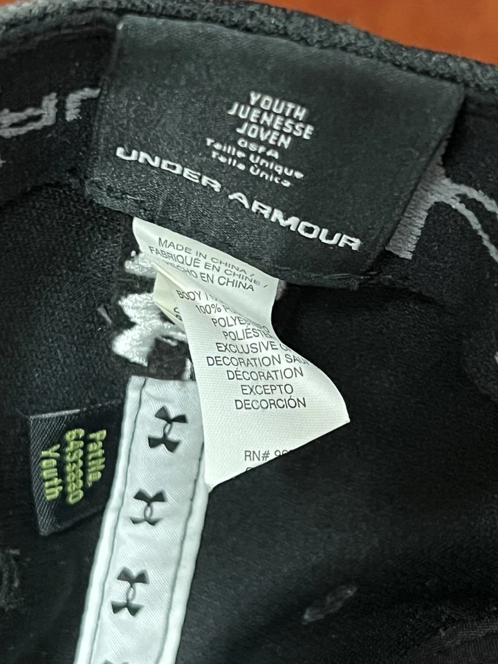 Under Armour UA Football Heatgear Hat - Youth Black Embroidered - Image 4 of 4