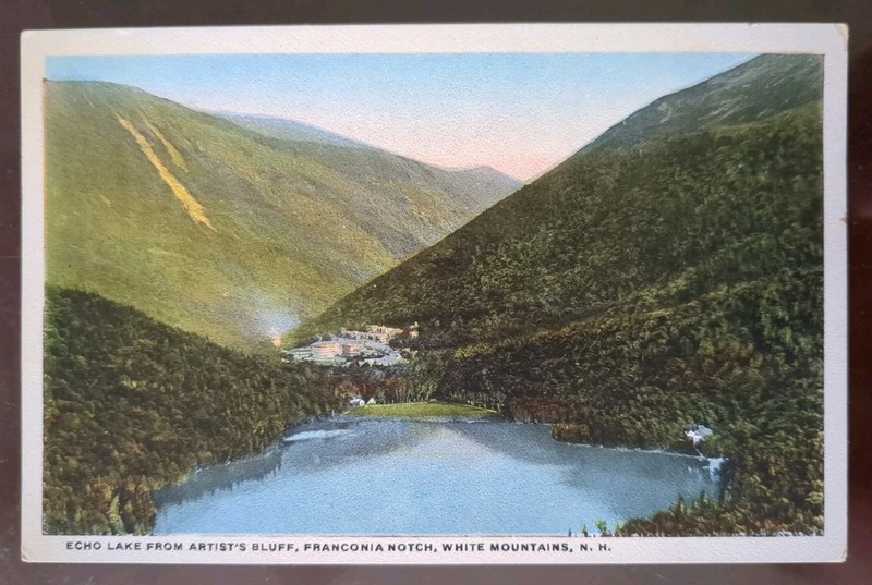 Echo Lake from Artist's Bluff, Franconia Notch, NH - 1915-30, Rough Edges