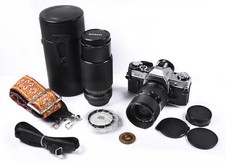 CANON AE-1 Camera, CANON FD Lens, ROKINON Lens, Vintage Strap, Filter   AS IS