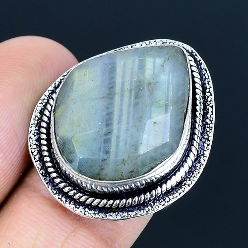 Labradorite Gemstone Handmade 925 Sterling Silver Jewelry Ring Size 7.5 ...