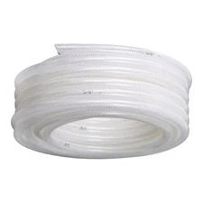 Clear 3/8" ID 19/32" OD 50ft Braided PVC Hose - High Pressure Flexible