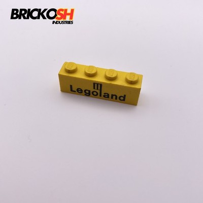 Lego 3010p30 Stein 1x4 mit schwarzem Legoland Logo Muster gelb Original Lego