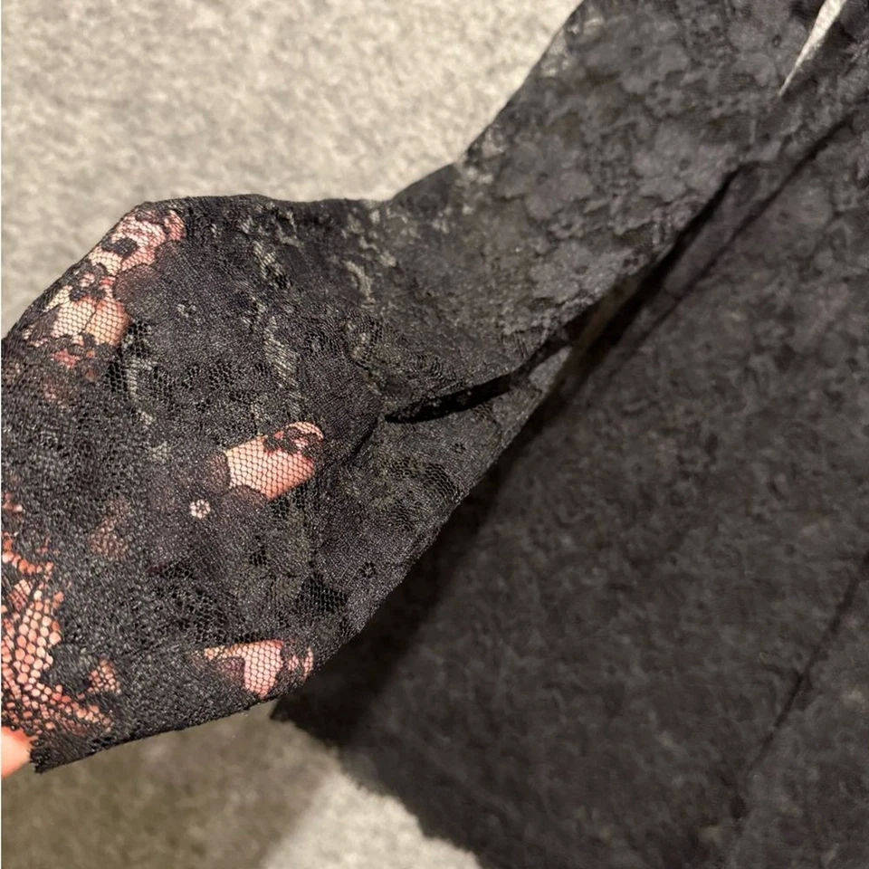 Bar III Blusa Top Transparente Encaje Floral Mujer XL Negra Manga Larga Caprichosa Nueva con Etiquetas Foto 4 de 4