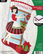 DIY Bucilla Rockin Retro Kitchen Baking Christmas Felt Stocking Kit 89778